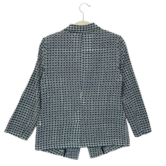 Chico's Embroidered Eyelet Blazer Women's Sz 0 (S) Blue Nautical Boho Preppy - Picture 2 of 6